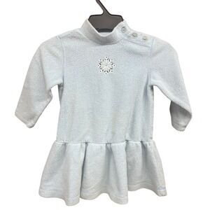 Hanna‎ Andersson Girls Light Blue Sherpa Snowflake Fit and Flare Winter Dress